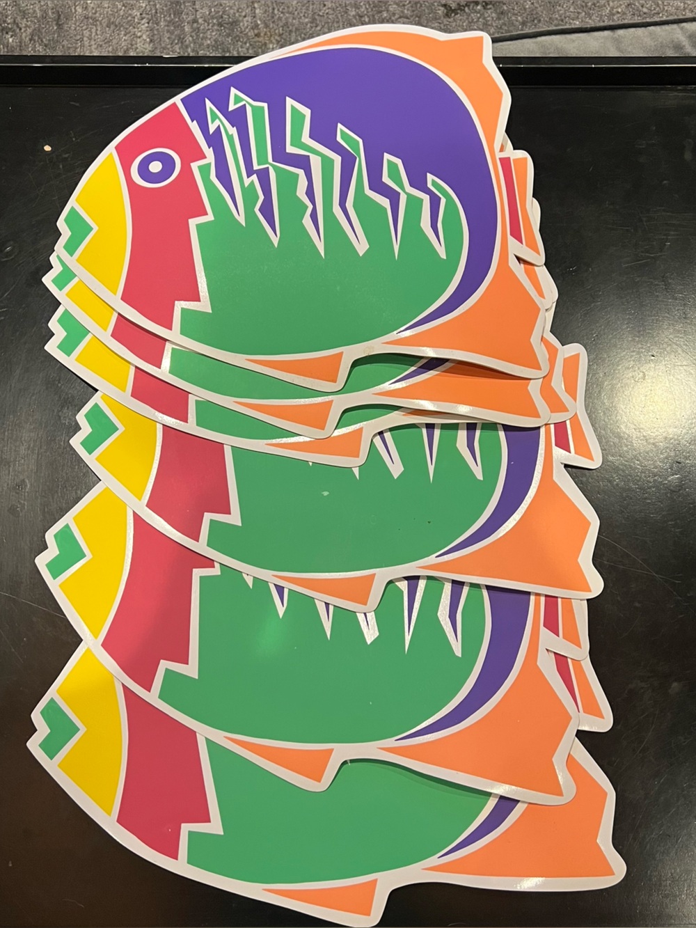 Colorful Abstract Fish Placemats - Bright Multi-Color Graphic Set of 6